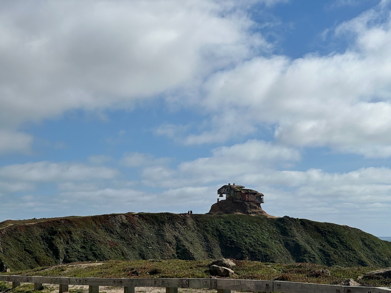 abandoned structure on coastline south of pacifica